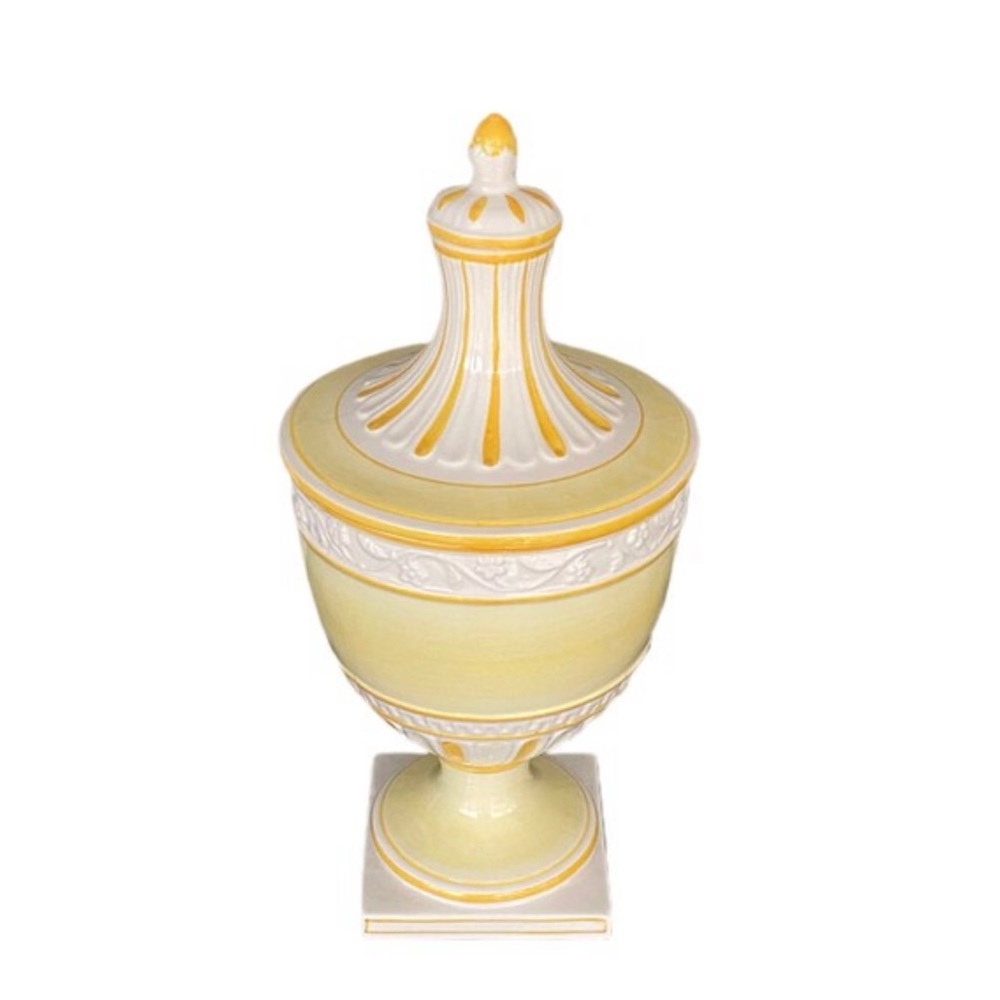 Meiselman Lidded Urn | Vintage Italian Urn | Meiselman Imports | Yellow Urn
